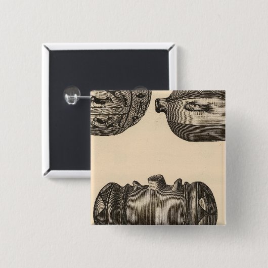 Zuni-aardewerk Vierkante Button 5,1 Cm (Voorkant /achterkant)