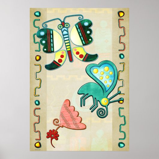 Zuni Butterfly 2 Folk Art Poster (Voorkant)