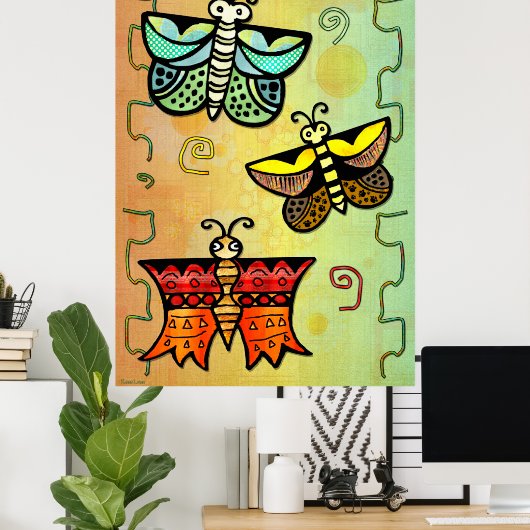 Zuni Butterfly Folk Art Poster (Thuiskantoor)