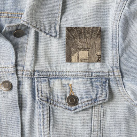 Zuni-kamer Vierkante Button 5,1 Cm (In situ)