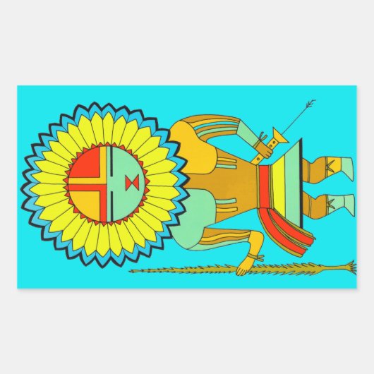 Zuni Man Sunface Rechthoekige Sticker (Voorkant)