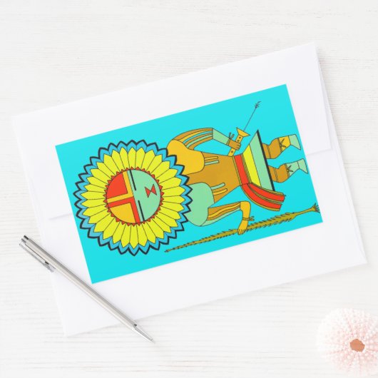 Zuni Man Sunface Rechthoekige Sticker (Envelop)