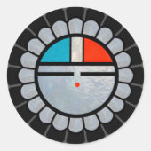 Zuni Sun Face Ronde Sticker (Voorkant)