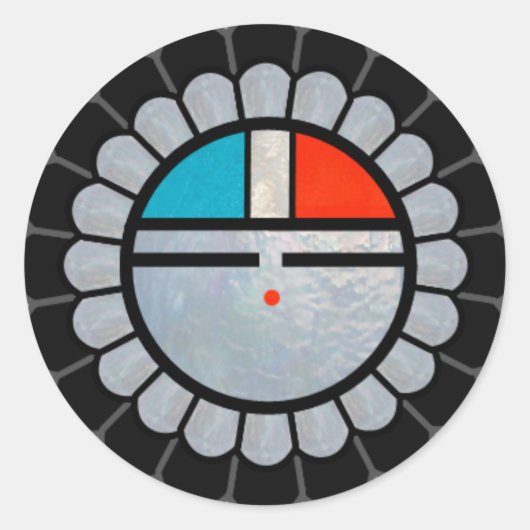 Zuni Sun Face Ronde Sticker (Voorkant)
