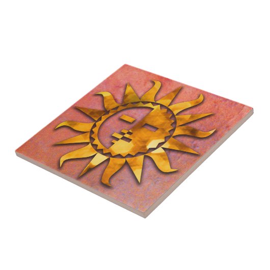 Zuni Sun op Pomegranite Tegeltje (Zijkant)