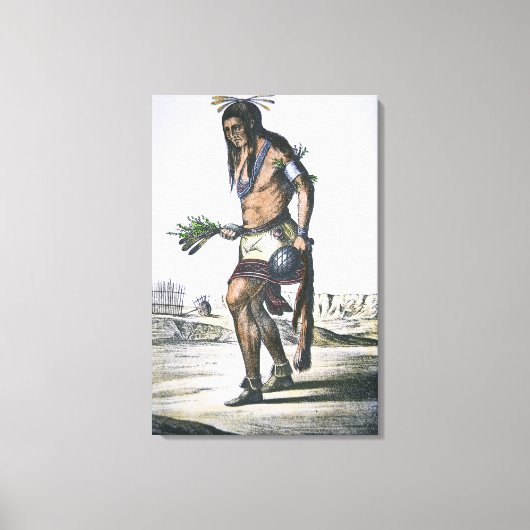 Zuni Tribesman, 1854 (kleurenlitho) Canvas Afdruk (Voorkant)