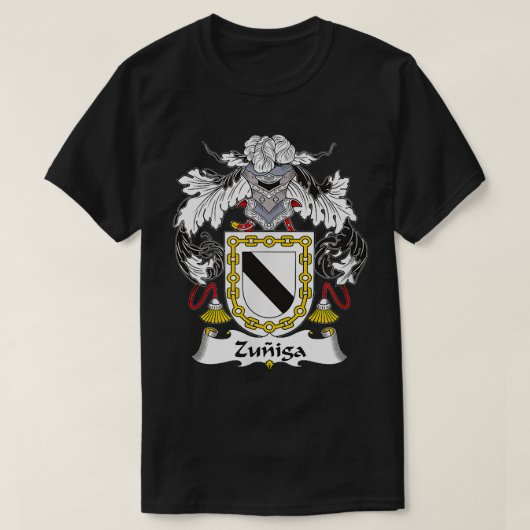 Zuniga Coat of Arms Family Crest T-shirt (Design voorkant)