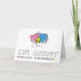 Zur Geburt: Glückwunschkarte Kopffüsslerfamilie Kaart