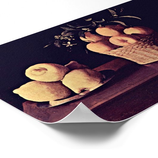 Zurbaran de Francisco - Lemonoranges en roos Poster (Hoek)