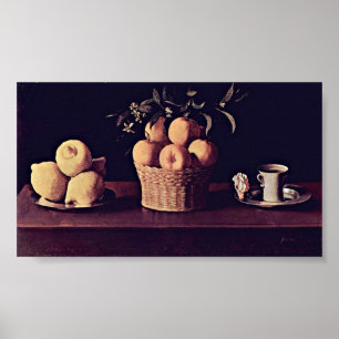 Zurbaran de Francisco - Lemonoranges en roos Poster