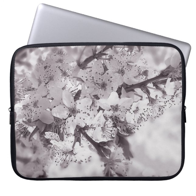 Zure Cherry Tree Black en White Laptop Sleeve (Voorkant)