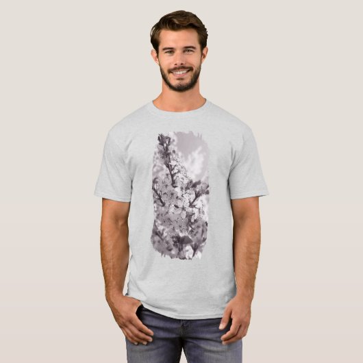 Zure Cherry Tree Black en White T-shirt (Voorkant volledig)