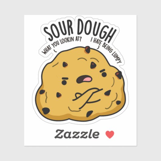 Zure deeg Funny Baking Pun Sticker (Vel)