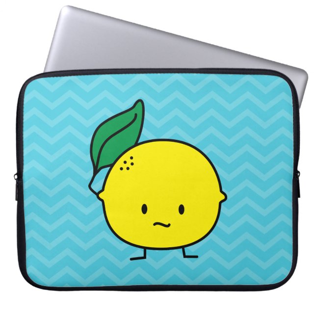 Zure gele citroenbladcitrusvruchtencitroenmeling laptop sleeve (Voorkant)