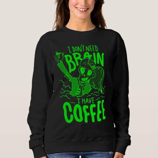 zure groene halloween koffie drink zombie trui (Voorkant)