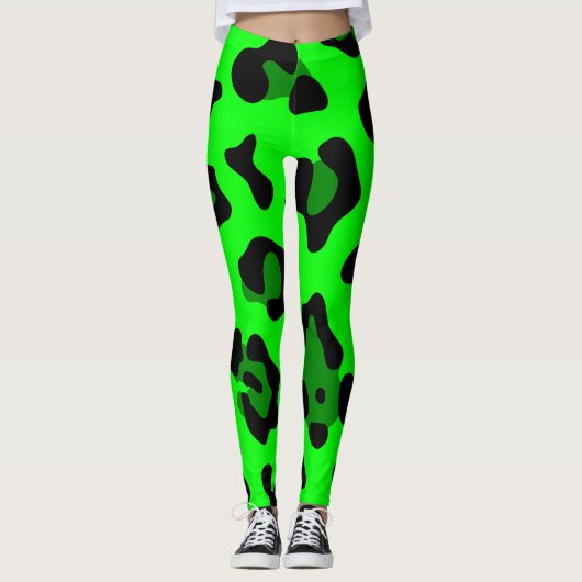 zure groene luipaard leggings (Voorkant)
