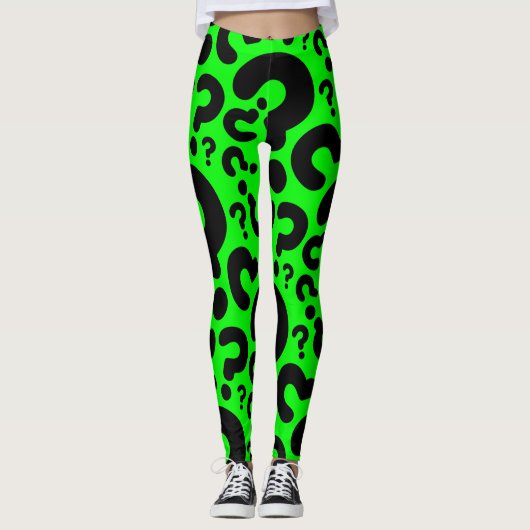 zure groene vraagteken halloween leggings (Voorkant)