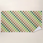 Zure groene zwarte ruitpatroon badhanddoek (Voorkant)