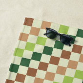 Zure groene zwarte ruitpatroon badhanddoek (In situ)
