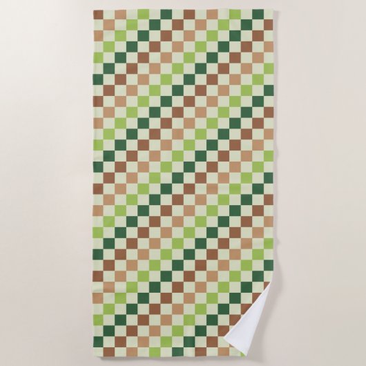 Zure groene zwarte ruitpatroon badhanddoek (Voorkant)