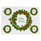 Zure kerst holly rode bessen groot cadeauzakje (Voorkant)