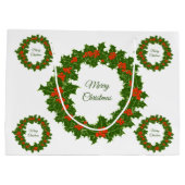 Zure kerst holly rode bessen groot cadeauzakje (Achterkant)