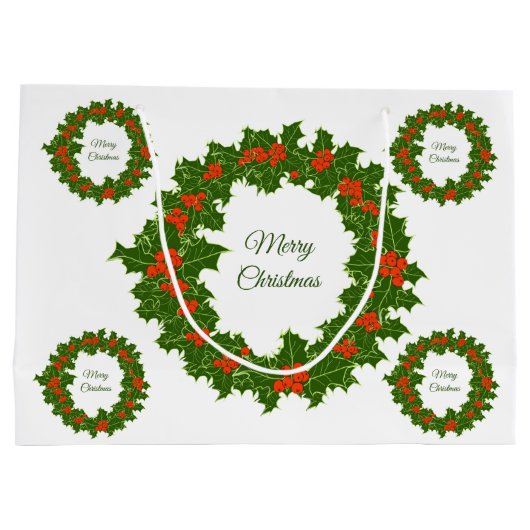 Zure kerst holly rode bessen groot cadeauzakje (Achterkant)