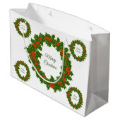 Zure kerst holly rode bessen groot cadeauzakje (Achterkant Gekanteld)