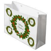 Zure kerst holly rode bessen groot cadeauzakje (Voorkant Gekanteld)