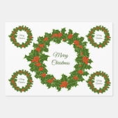 Zure kerst holly rode bessen inpakpapier vel (Voorkant 2)