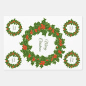 Zure kerst holly rode bessen inpakpapier vel (Voorkant)