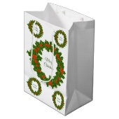 Zure kerst holly rode bessen medium cadeauzakje (Voorkant Gekanteld)