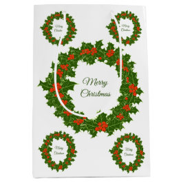 Zure kerst holly rode bessen medium cadeauzakje