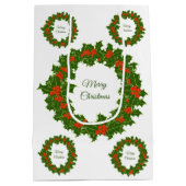 Zure kerst holly rode bessen medium cadeauzakje (Achterkant)