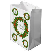 Zure kerst holly rode bessen medium cadeauzakje (Achterkant Gekanteld)