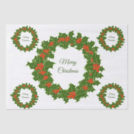 Zure kerst holly rode bessen tissuepapier