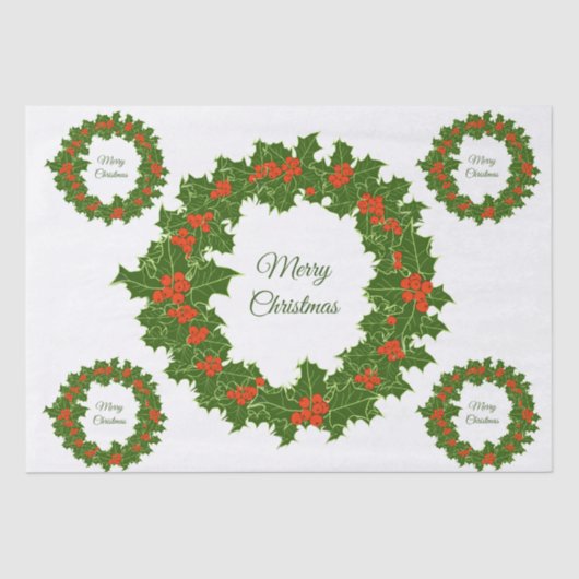Zure kerst holly rode bessen tissuepapier (Voorkant)
