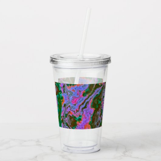 Zure marmer acryltumbler acryl drinkbeker (Achterkant)