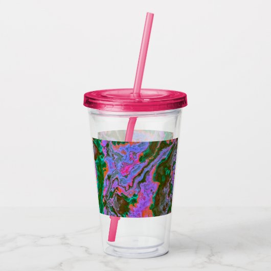 Zure marmer acryltumbler acryl drinkbeker (Achterkant)