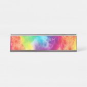Zure neon regenboogdas kleurstof bureau naambordje (Voorkant)
