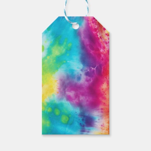 Zure neon regenboogdas kleurstof cadeaulabel (Voorkant)