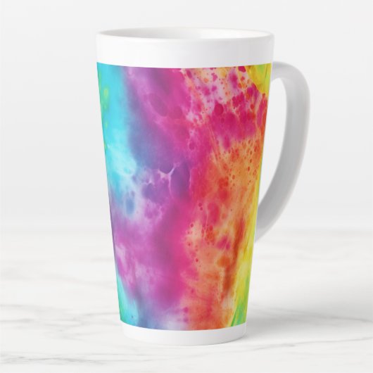 Zure neon regenboogdas kleurstof latte mok (Rechterhoek)