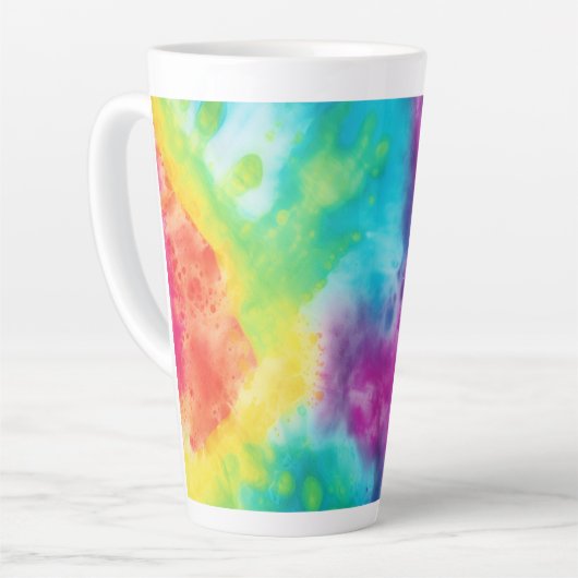 Zure neon regenboogdas kleurstof latte mok (Linkerhoek)