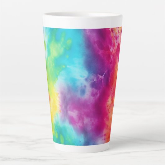 Zure neon regenboogdas kleurstof latte mok (Voorkant)