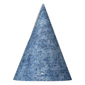 Zure was blauwe denim, close-up textuur. feesthoedjes (Links)