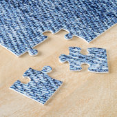 Zure was blauwe denim, close-up textuur. legpuzzel (Zijkant)