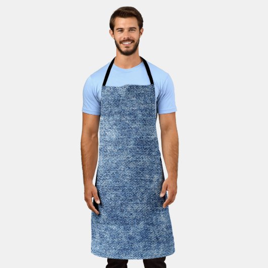 Zure was blauwe denim, close-up textuur. schort (Gedragen)