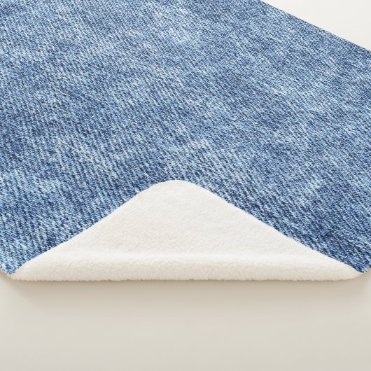 Zure was blauwe denim, close-up textuur. sherpa deken (3/4)