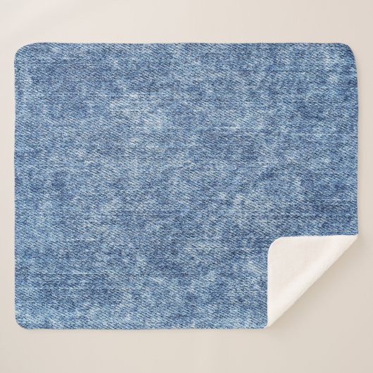 Zure was blauwe denim, close-up textuur. sherpa deken (Voorkant (horizontaal))