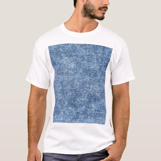 Zure was blauwe denim, close-up textuur. t-shirt (Voorkant)